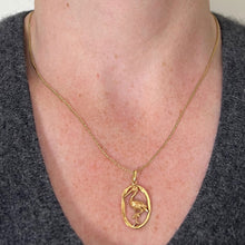 Load image into Gallery viewer, French 18K Yellow Rose Gold Stork Charm Pendant