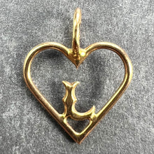 Load image into Gallery viewer, French 18K Yellow Gold Love Heart Initial L Charm Pendant