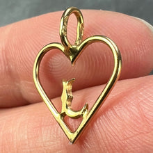Load image into Gallery viewer, French 18K Yellow Gold Love Heart Initial L Charm Pendant