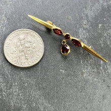 Load image into Gallery viewer, Vintage Almandine-Pyrope Garnet 18K Yellow Gold Bar Brooch