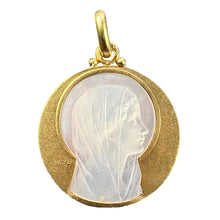 Load image into Gallery viewer, French Becker Virgin Mary Mother of Pearl 18K Yellow Gold Charm Pendant