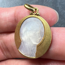 Load image into Gallery viewer, French Becker Virgin Mary Mother of Pearl 18K Yellow Gold Charm Pendant