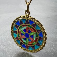 Load image into Gallery viewer, French Window Plique A Jour Enamel 18K Yellow Gold Pendant Medal