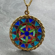 Load image into Gallery viewer, French Window Plique A Jour Enamel 18K Yellow Gold Pendant Medal