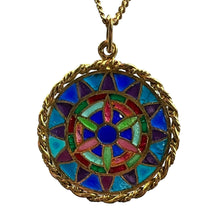 Load image into Gallery viewer, French Window Plique A Jour Enamel 18K Yellow Gold Pendant Medal