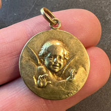 Load image into Gallery viewer, Antique French Vernon Cherub Angel 18K Yellow Gold Charm Pendant Medal