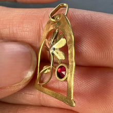 Load image into Gallery viewer, French Lucky Horseshoe and Flower 18K Yellow Gold Pearl Charm Pendant