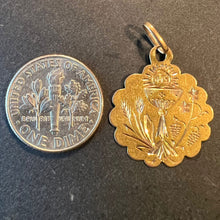 Load image into Gallery viewer, Antique French First Communion Chalice Floral 18K Yellow Gold Charm Pendant