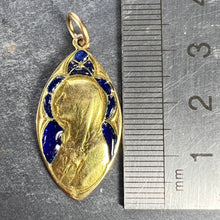 Load image into Gallery viewer, French Guilbert Virgin Mary Plique A Jour Enamel 18K Yellow Gold Pendant Medal