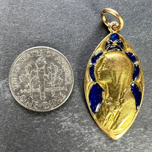 Load image into Gallery viewer, French Guilbert Virgin Mary Plique A Jour Enamel 18K Yellow Gold Pendant Medal