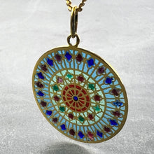 Load image into Gallery viewer, French Window Plique A Jour Enamel 18K Yellow Gold Pendant Medal