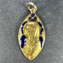 Load image into Gallery viewer, French Guilbert Virgin Mary Plique A Jour Enamel 18K Yellow Gold Pendant Medal
