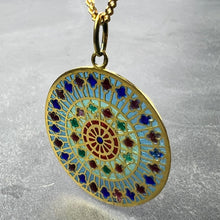 Load image into Gallery viewer, French Window Plique A Jour Enamel 18K Yellow Gold Pendant Medal