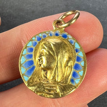 Load image into Gallery viewer, French G Bigard Virgin Mary Plique A Jour Enamel 18K Yellow Gold Pendant Medal