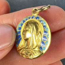 Load image into Gallery viewer, French G Bigard Virgin Mary Plique A Jour Enamel 18K Yellow Gold Pendant Medal