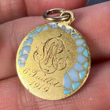 Load image into Gallery viewer, French G Bigard Virgin Mary Plique A Jour Enamel 18K Yellow Gold Pendant Medal