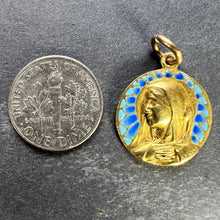 Load image into Gallery viewer, French G Bigard Virgin Mary Plique A Jour Enamel 18K Yellow Gold Pendant Medal