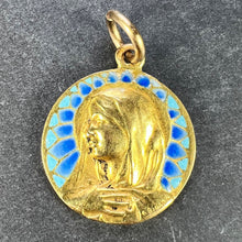 Load image into Gallery viewer, French G Bigard Virgin Mary Plique A Jour Enamel 18K Yellow Gold Pendant Medal