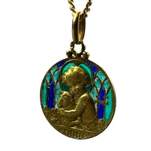 Load image into Gallery viewer, Becker Jesus Lamb of God Plique A Jour Enamel 18K Yellow Gold Pendant Medal
