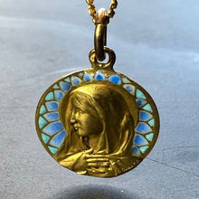Load image into Gallery viewer, French G Bigard Virgin Mary Plique A Jour Enamel 18K Yellow Gold Pendant Medal