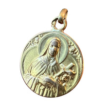 Load image into Gallery viewer, French Mazzoni 18K Yellow Gold St Therese Religious Saint Medal Pendant