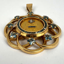Load image into Gallery viewer, Large Augis More Than Yesterday Diamond Blue Spinel 18K Gold Love Medal Pendant