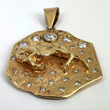 Load image into Gallery viewer, Zodiac Taurus Aries 14K Yellow Gold Diamond Medal Pendant