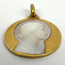 Load image into Gallery viewer, French Becker Virgin Mary Mother of Pearl 18K Yellow Gold Charm Pendant