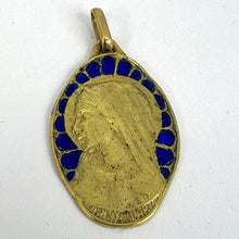 Load image into Gallery viewer, French Dropsy Virgin Mary Plique A Jour Enamel 18K Yellow Gold Pendant Medal