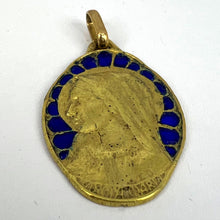 Load image into Gallery viewer, French Dropsy Virgin Mary Plique A Jour Enamel 18K Yellow Gold Pendant Medal
