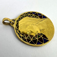 Load image into Gallery viewer, French E Dropsy Virgin Mary Plique A Jour Enamel 18K Yellow Gold Pendant Medal