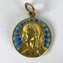 Load image into Gallery viewer, French G Bigard Virgin Mary Plique A Jour Enamel 18K Yellow Gold Pendant Medal