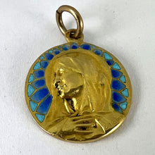 Load image into Gallery viewer, French G Bigard Virgin Mary Plique A Jour Enamel 18K Yellow Gold Pendant Medal