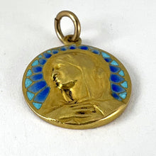 Load image into Gallery viewer, French G Bigard Virgin Mary Plique A Jour Enamel 18K Yellow Gold Pendant Medal