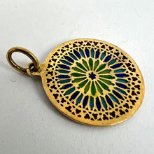 Load image into Gallery viewer, French Window Plique A Jour Enamel 18K Yellow Gold Pendant Medal