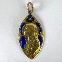 Load image into Gallery viewer, French Guilbert Virgin Mary Plique A Jour Enamel 18K Yellow Gold Pendant Medal