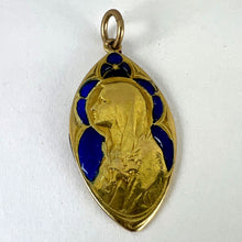 Load image into Gallery viewer, French Guilbert Virgin Mary Plique A Jour Enamel 18K Yellow Gold Pendant Medal