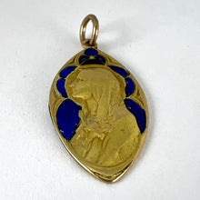 Load image into Gallery viewer, French Guilbert Virgin Mary Plique A Jour Enamel 18K Yellow Gold Pendant Medal
