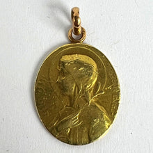 Load image into Gallery viewer, French Virgin Mary Lily Among Lilies 18K Yellow Gold Oval Pendant Medal