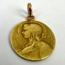 Load image into Gallery viewer, French Virgin Mary Lily Among Lilies 18K Yellow Gold Oval Pendant Medal