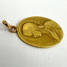 Load image into Gallery viewer, French Virgin Mary Lily Among Lilies 18K Yellow Gold Oval Pendant Medal