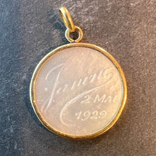 Load image into Gallery viewer, French Mother of Pearl Raphael’s Cherub 18K Yellow Gold Religious Medal Pendant