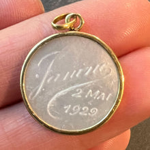 Load image into Gallery viewer, French Mother of Pearl Raphael’s Cherub 18K Yellow Gold Religious Medal Pendant