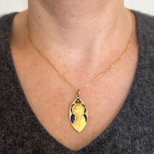 Load image into Gallery viewer, French Guilbert Virgin Mary Plique A Jour Enamel 18K Yellow Gold Pendant Medal