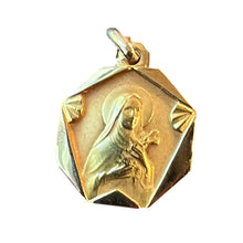 Load image into Gallery viewer, French 18K Yellow Gold St Therese Religious Saint Medal Pendant Charm