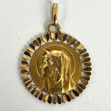 Load image into Gallery viewer, French Perroud Virgin Mary Heart Frame 18K Yellow Gold Medal Charm Pendant