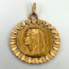 Load image into Gallery viewer, French Perroud Virgin Mary Heart Frame 18K Yellow Gold Medal Charm Pendant