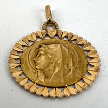 Load image into Gallery viewer, French Perroud Virgin Mary Heart Frame 18K Yellow Gold Medal Charm Pendant