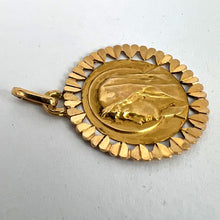 Load image into Gallery viewer, French Perroud Virgin Mary Heart Frame 18K Yellow Gold Medal Charm Pendant