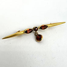 Load image into Gallery viewer, Vintage Almandine-Pyrope Garnet 18K Yellow Gold Bar Brooch